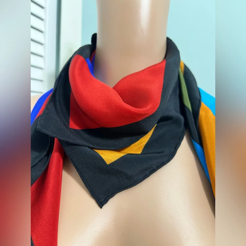 Vintage  YSL Yves Saint Laurent Silk  Colour Block - Picture 6 of 10